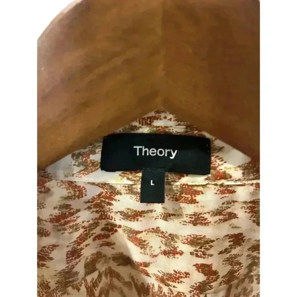 Theory Women’s Printed Menswear Button Front Shirt Size L - Picture 8 of 8